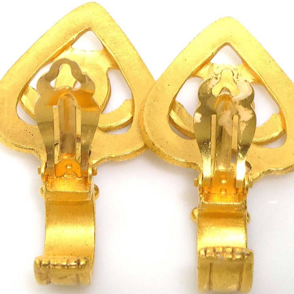 Chanel Cc Logo Heart Clip-On Earrings #208908C11B - Picture 4 of 5